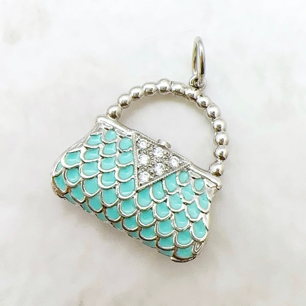 美品🌟Tiffany＆Co. バック チャーム ティファニーブルー ダイヤモンド ペンダントトップ 【中古】